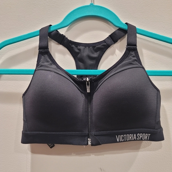 Victoria's Secret Black Lightweight Max Front-Closure Sports Bra - Sz 34A US - Picture 1 of 7